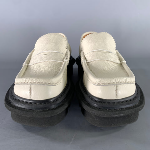 DRIES VAN NOTEN Size 6.5 Ivory Black Leather Loafers