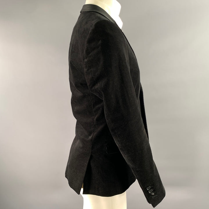 THE KOOPLES Size 38 Black Corduroy Cotton Blend Notch Lapel Sport Coat