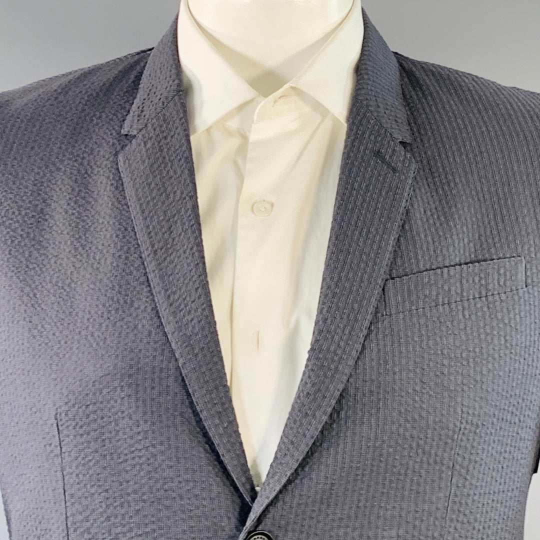 BURBERRY PRORSUM Size 42 Slate Grey Seersucker Cotton Notch Lapel Sport Coat