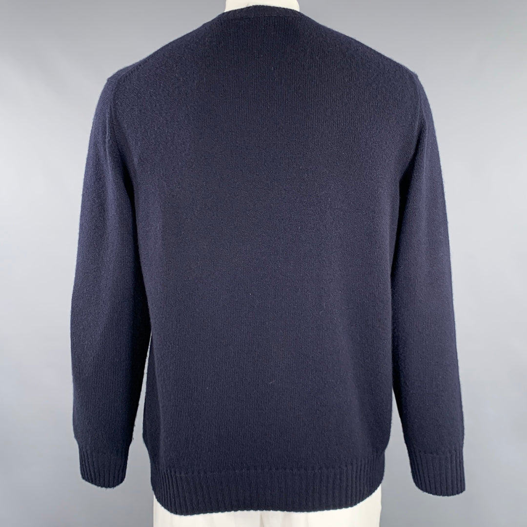 LORO PIANA Size L Navy Cashmere Crew Neck Sweater