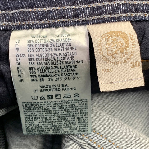 DIESEL Size 30 Troxer Blue Contrast Stitch Cotton Blend Skinny Jeans