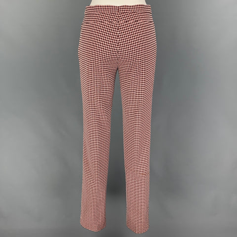 AKRIS Size 2 Burgundy Pink Viscose Blend Houndstooth Side Zipper Dress Pants