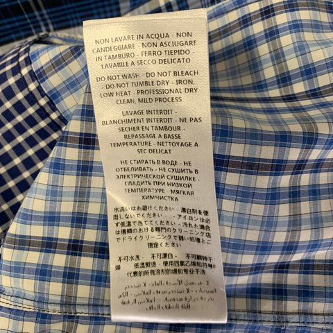 ALEXANDER MCQUEEN Size M Blue Mixed Plaid Cotton Short Sleeve Shirt