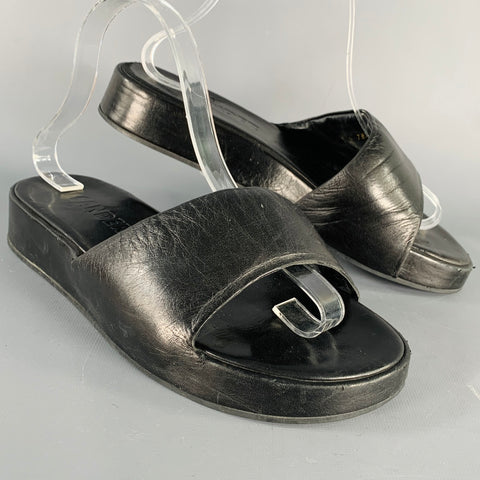 JIL SANDER Size 9.5 Black Leather Platform Sandals