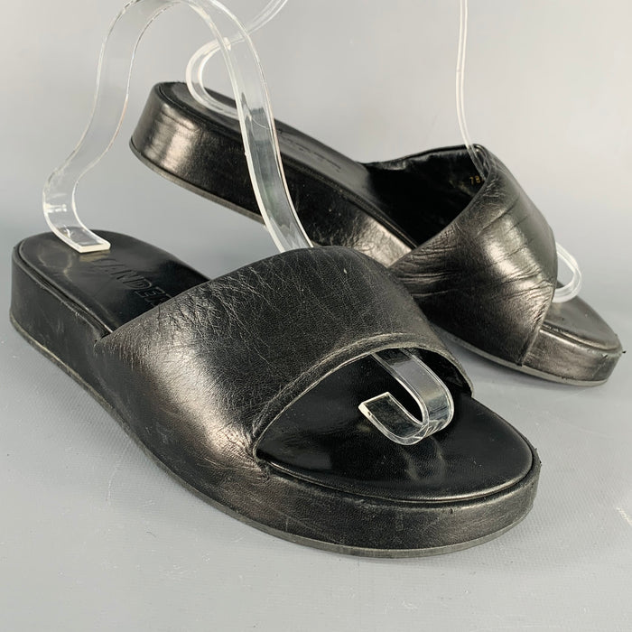 JIL SANDER Size 9.5 Black Leather Platform Sandals