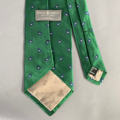 ROBERT TALBOTT Green Navy & Cream Abstract Silk Tie
