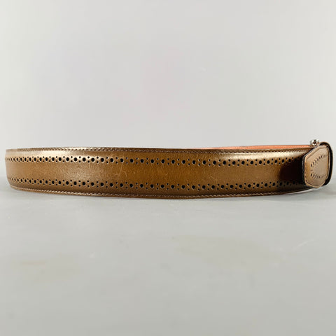 ALLEN EDMONDS Size 36 Taupe Perforated Leather Belt