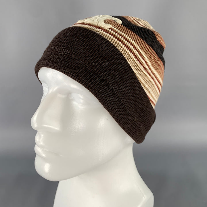 CELINE Size One Size Brown Tan Stripe Wool Hats