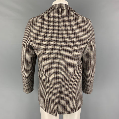 OFFICINE GENERALE Taille 38 Manteau de sport en laine à carreaux gris marron marine
