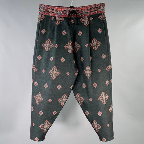 YANTOR SS18 Size M Black Red Diamond Silk Cotton Drop Crotch Casual Pants