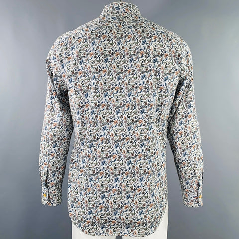 PAUL SMITH Size XL Blue Multi Color Floral Cotton Long Sleeve Shirt