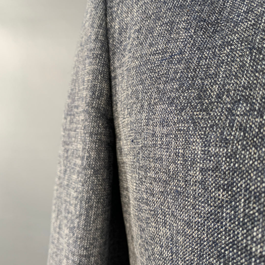 BOTTEGA VENETA Size 46 Navy White Melange Virgin Wool Notch Lapel Sport Coat