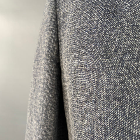 BOTTEGA VENETA Taille 46 Manteau de sport à revers cranté en laine vierge chinée marine et blanc