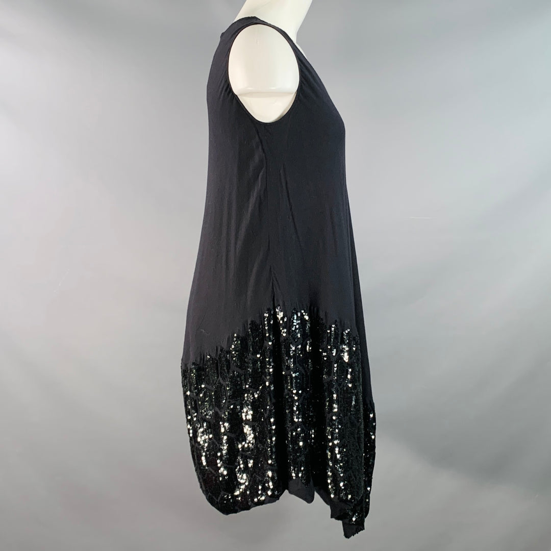 PEACHOO+KREJBERG Size S Black Cotton Sequined Asymmetrical Midi Dress