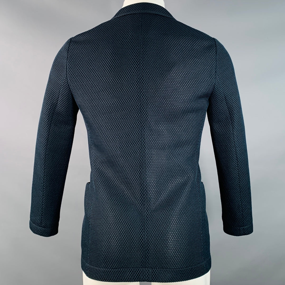 EMPORIO ARMANI Size 34 Regular Navy Textured Polyester Sport Coat