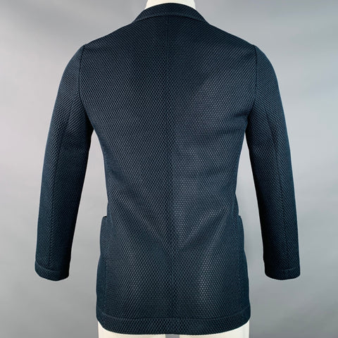 EMPORIO ARMANI Size 34 Regular Navy Textured Polyester Sport Coat