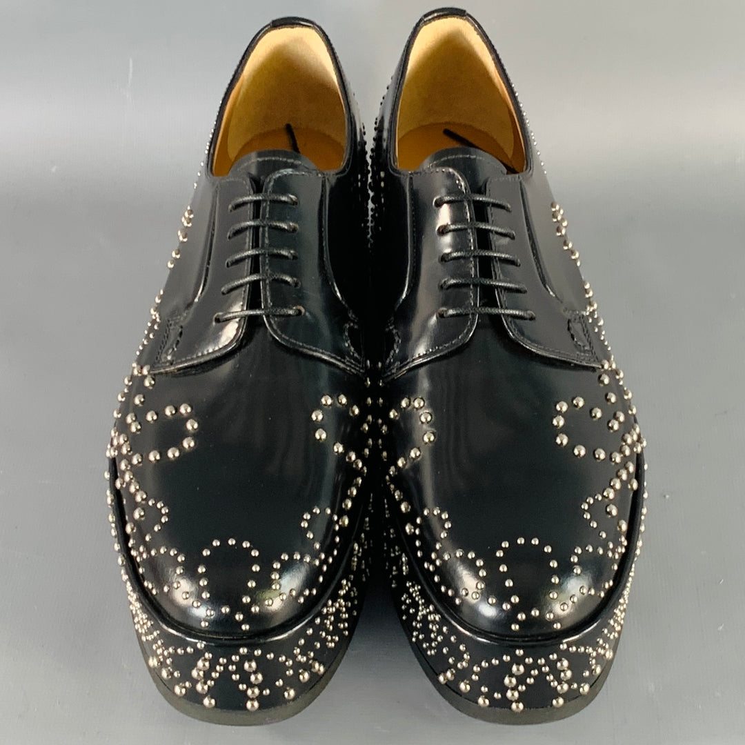 NOIR KEI NINOMIYA x CHURCH'S Size 8.5 Shannon 22 Black Floral Studded Platform Lace-up Shoes