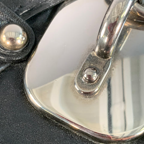 DONNA KARAN Black Silver Leather Doctor Handbag