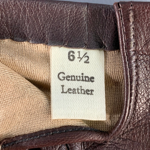 SERMONETA Size 6.5 Brown Leather Silk Lined Gloves