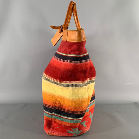 RALPH LAUREN Multi-Color Brown Serape Tote Bag