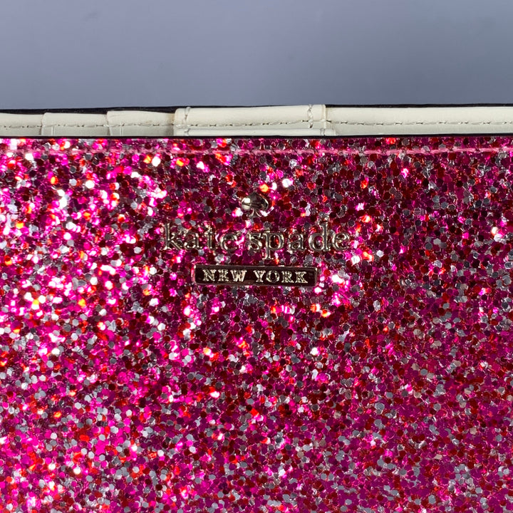 KATE SPADE Pink Silver Glitter Acetate Checkbook Wallet