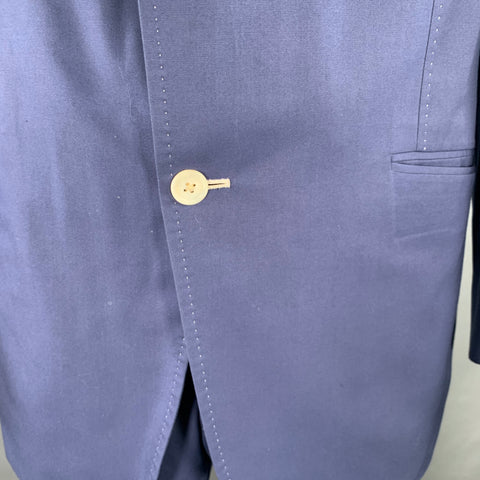 ASTOR & BLACK Size 44 Blue Contrast Stitch Single Breasted Notch Lapel Suit
