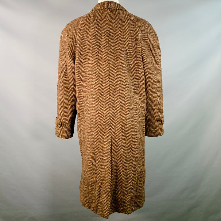 AIME LEON DORE Size M Brown Beige Herringbone Wool Hidden Buttons Raglan Coat