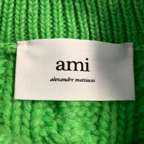 AMI by ALEXANDRE MATTIUSSI Size M Lime Green Wool Cable Knit Cropped Sweater