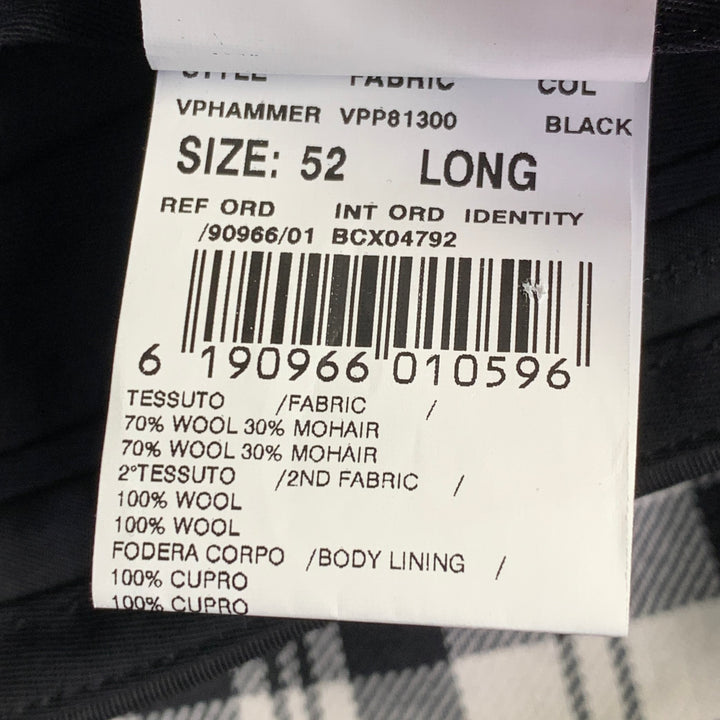 BURBERRY Size 36 Black White Plaid Wool Mohair Side Tabs Tapered Dress Pants
