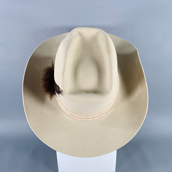 STETSON Size 7 3/8 Beige Stone Felt Cowboy Hat