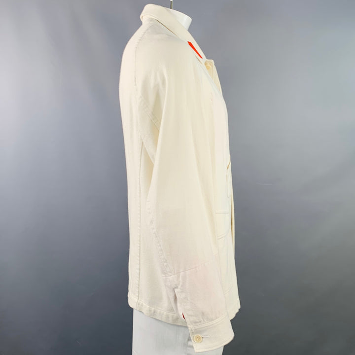 UNDERCOVER Size XL White Red Twill Cotton Contrast Trim Chore Jacket