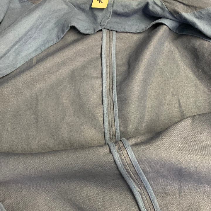 ADAM KIMMEL Size XL Blue Cotton Linen Notch Lapel Suit