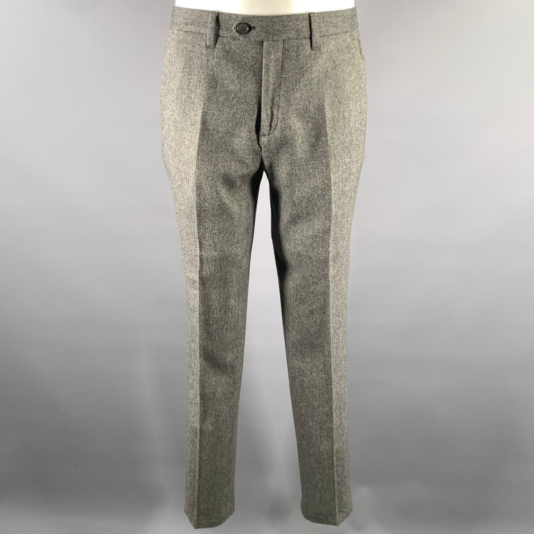 TED BAKER Size 36 Grey Black Marled Wool Polyester Suit