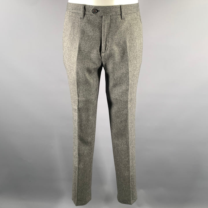 TED BAKER Size 36 Grey Black Marled Wool Polyester Suit