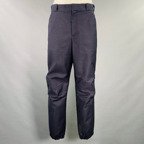 PRADA Taille 34 Pantalon décontracté en sergé de coton marine avec poignets élastiques