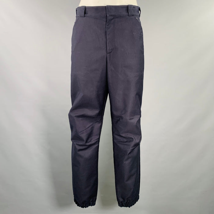 PRADA Size 34 Navy Cotton Twill Elastic Cuffs Casual Pants
