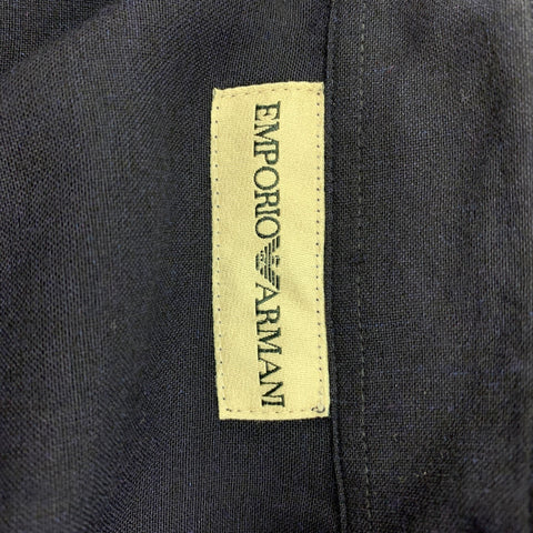 EMPORIO ARMANI Size M Navy Viscose Button Up Long Sleeve Shirt
