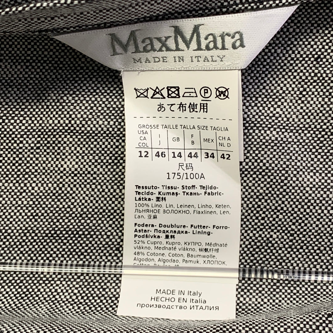 MAX MARA Size 12 Grey Heather Linen Notch Lapel Jacket Blazer