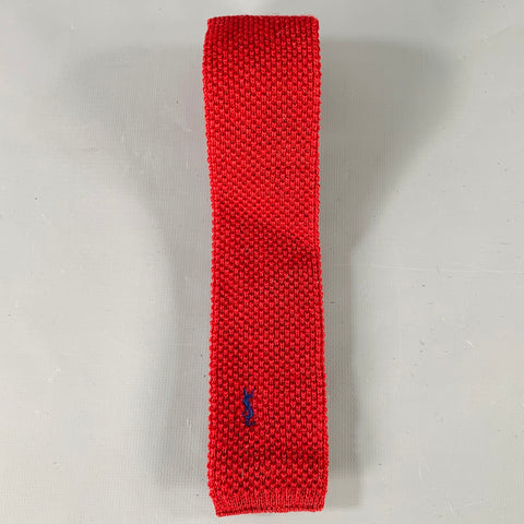 YVES SAINT LAURENT Burgundy Red Knit Wool Tie