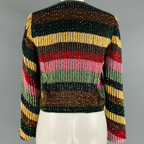 ALICE + OLIVIA Size S Multi Color Silk Stripe Jacket