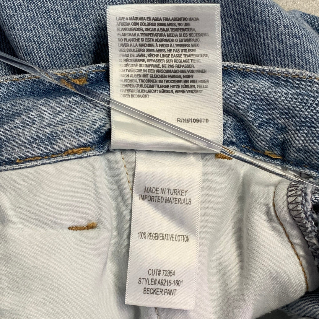 AGOLDE Size 26 Becker Light Blue Cotton Twill Pleated Baggy Tapered Jeans