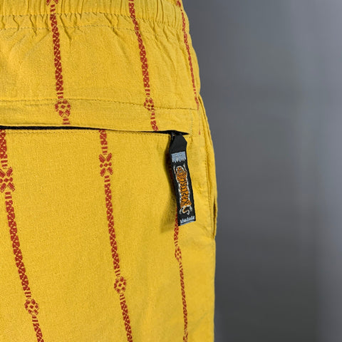 KAPITAL Size S Yellow Red Cotton  Linen K2103LP029 YELL Stripe Casual Pants