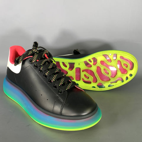 ALEXANDER MCQUEEN Size 10 Black Multi-Color Color Block Leather Low Top Sneakers