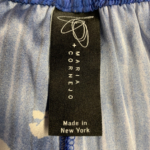 MARIA CORNEJO Size 8 Blue Grey Silk Blend Abstract Casual Pants