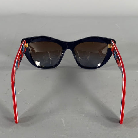 MIU MIU Navy Red SMU 02P Floral Acetate Sunglasses