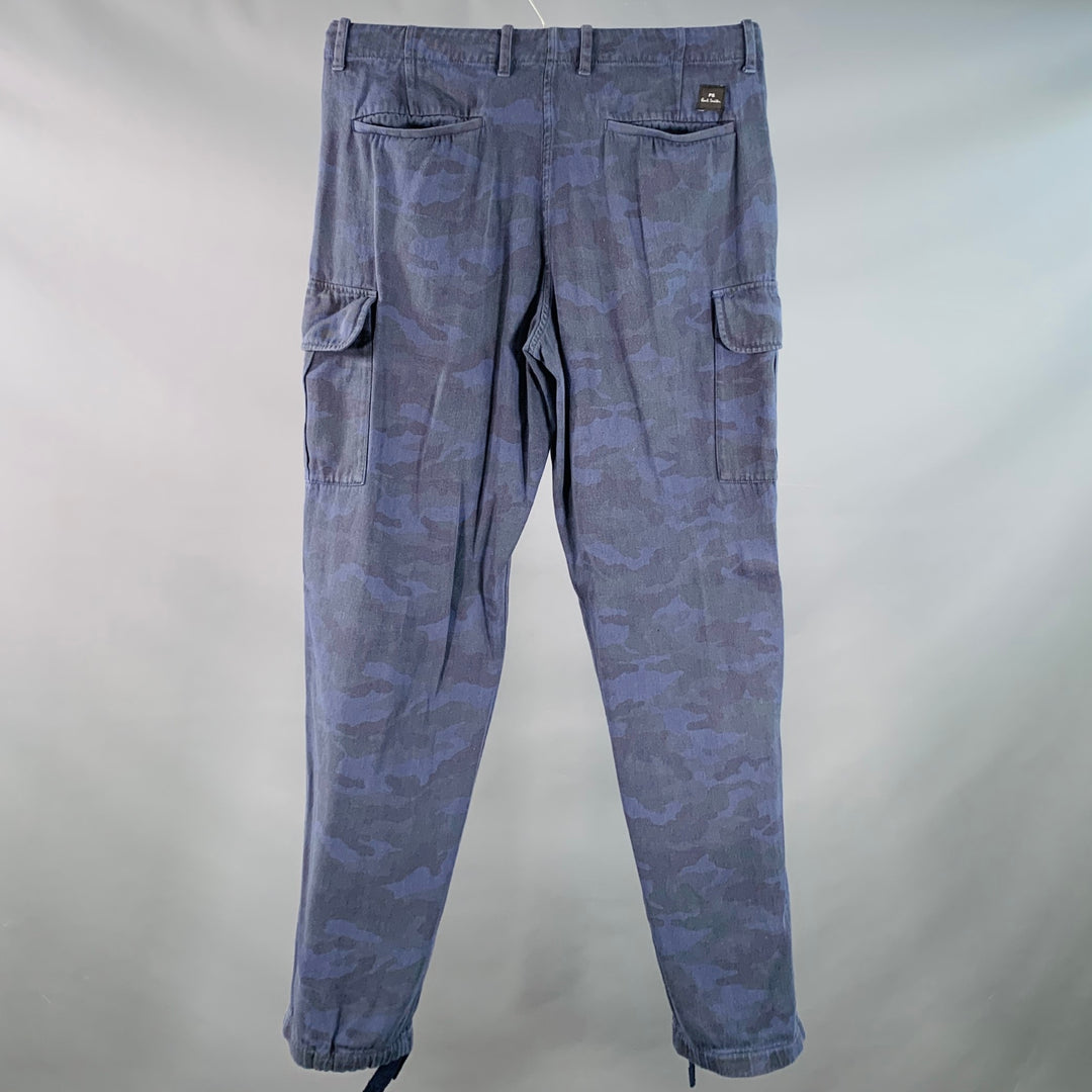 PS by PAUL SMITH Size 30 Blue Grey Camouflage Cargo Zip Fly Casual Pants