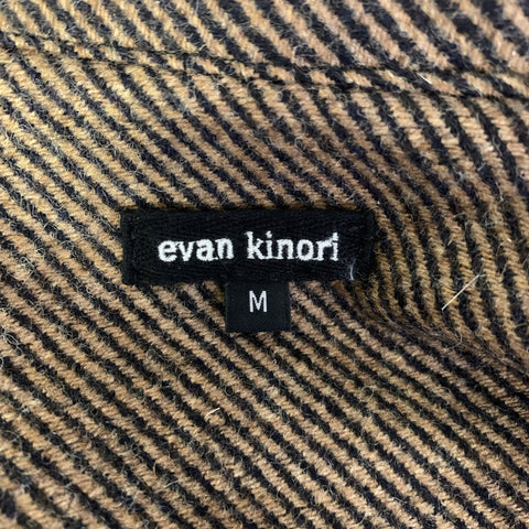 EVAN KINORI Size M Brown Black Stripe Wool Cropped Jacket