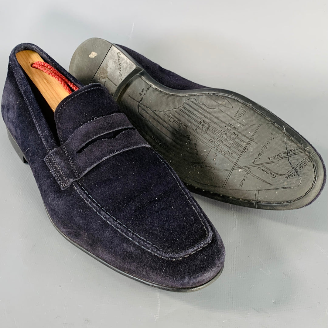 TO BOOT NY Size 7 Navy Suede Slip On Penny Loafers