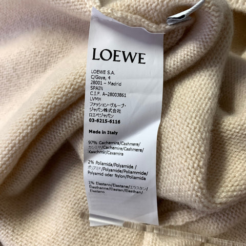 LOEWE Size M Cream Cashmere Blend Asymmetric Cardigan