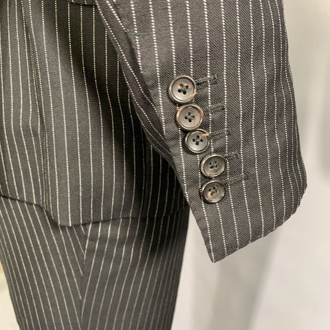 TOM FORD Chest Size 42 Black White Pinstripe Wool mohair Peak Lapel 34 31 Suit